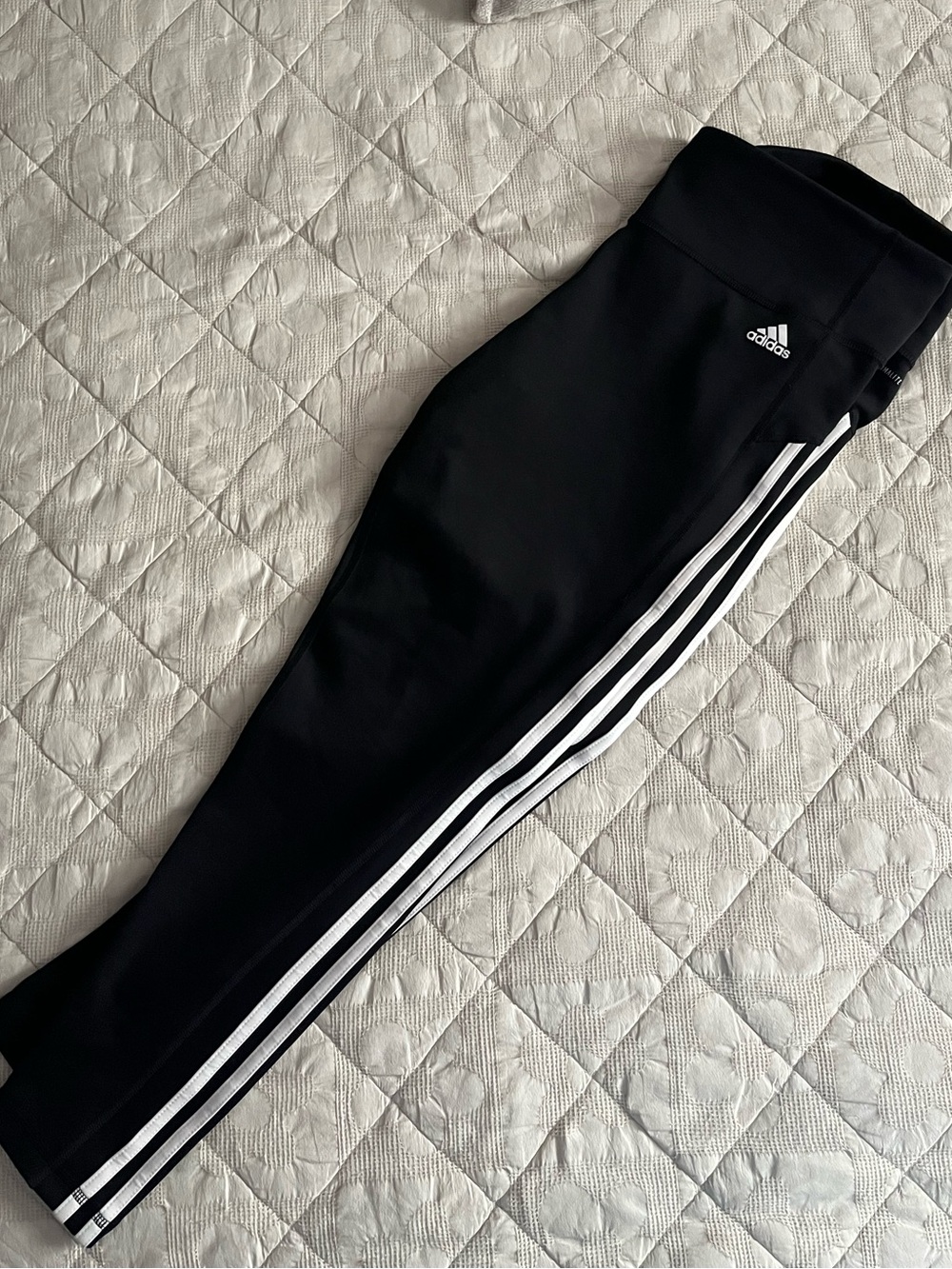 Adidas Black Leggings with White Side Stripes Size XL - Picture 3 of 7